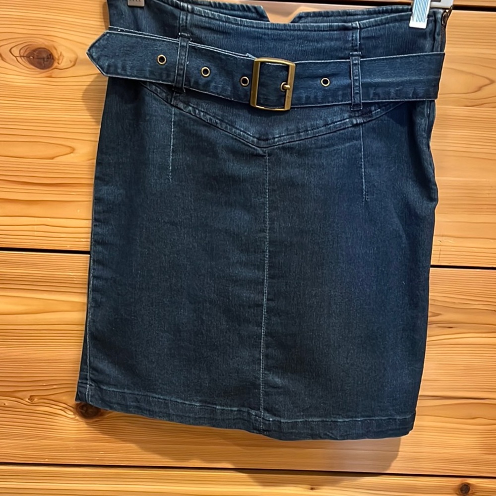 Free People Denim Belted Skirt
